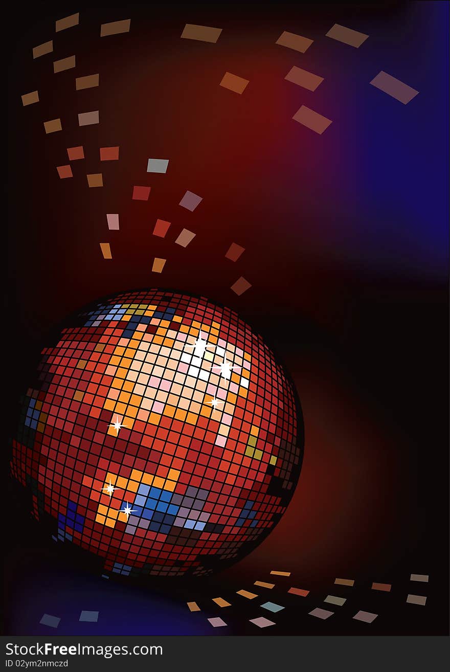 Dark Background With Disco Ball.