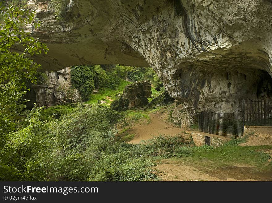 Under stone bridge