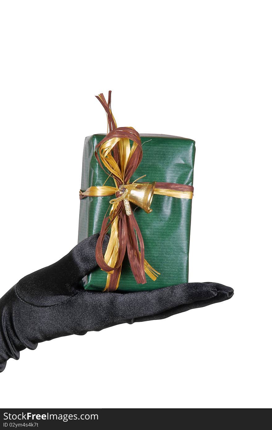 Black Gloved Hand Holding A Present