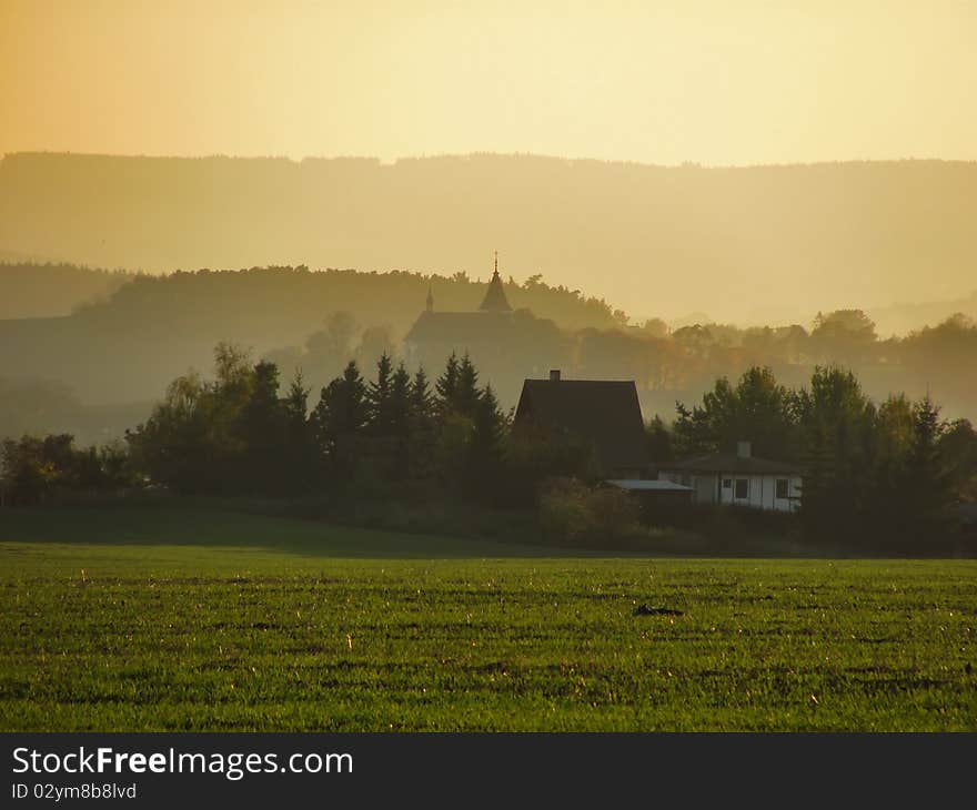 Village in early evening