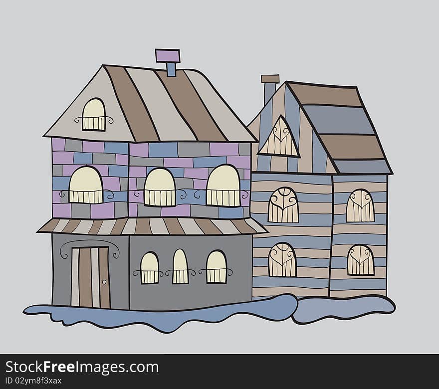 Houses background for design. No gradients.