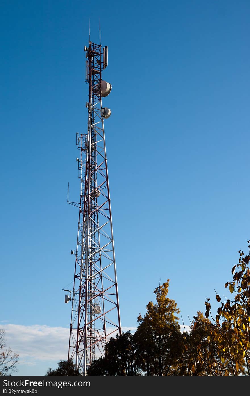 Comunication antenna against blue sky