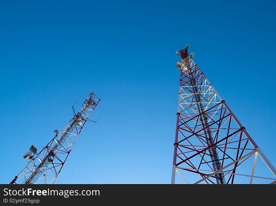 Comunication antenna against blue sky