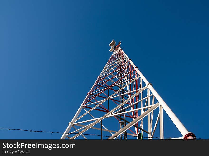 Comunication antenna against blue sky