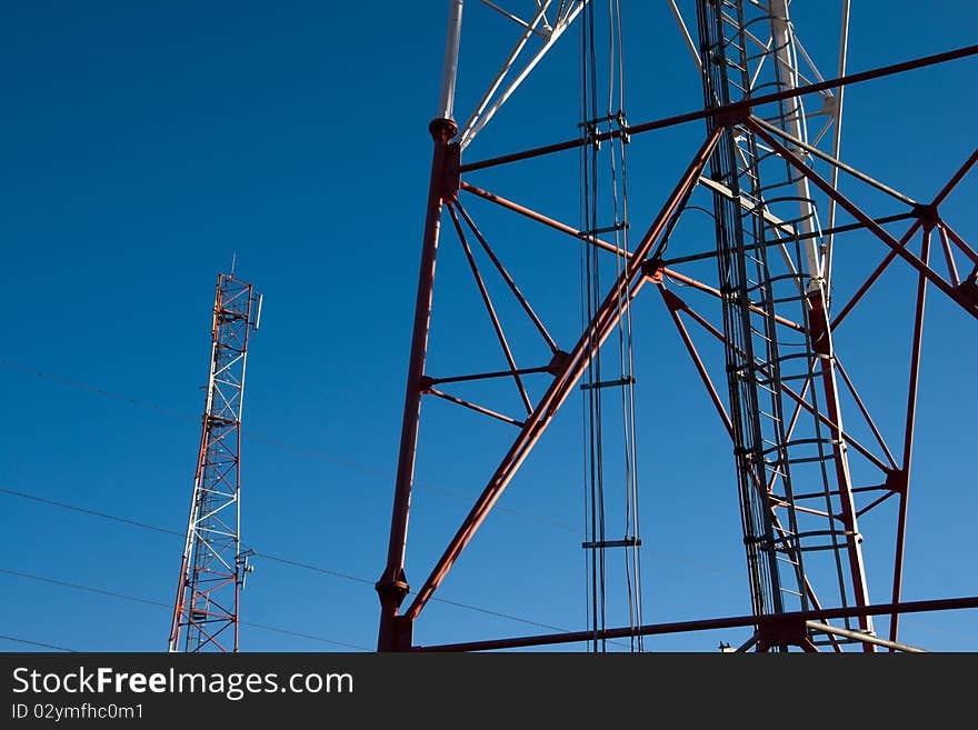 Comunication antenna against blue sky