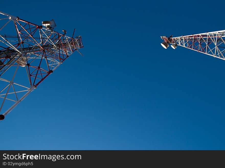 Comunication antenna against blue sky