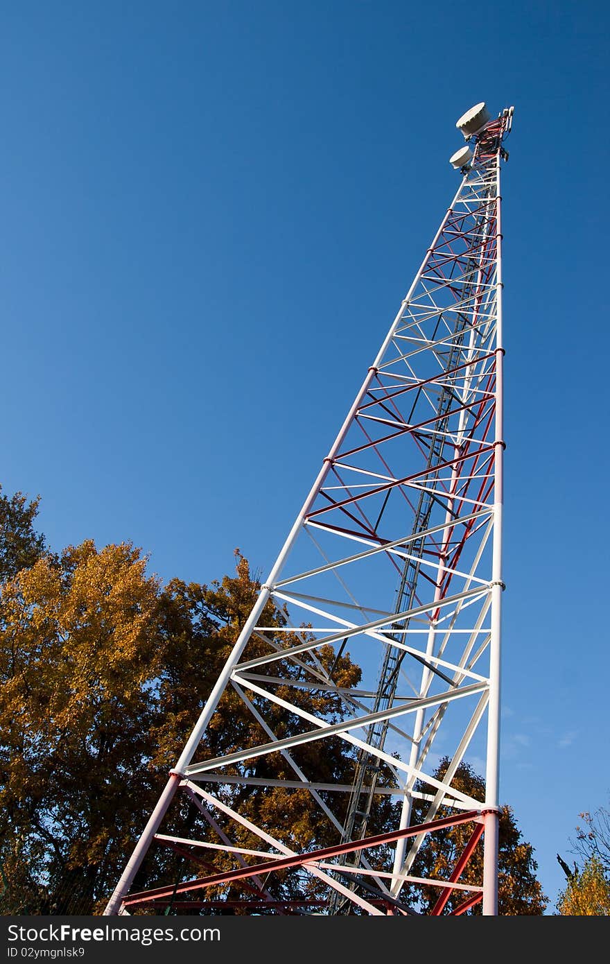 Comunication antenna against blue sky