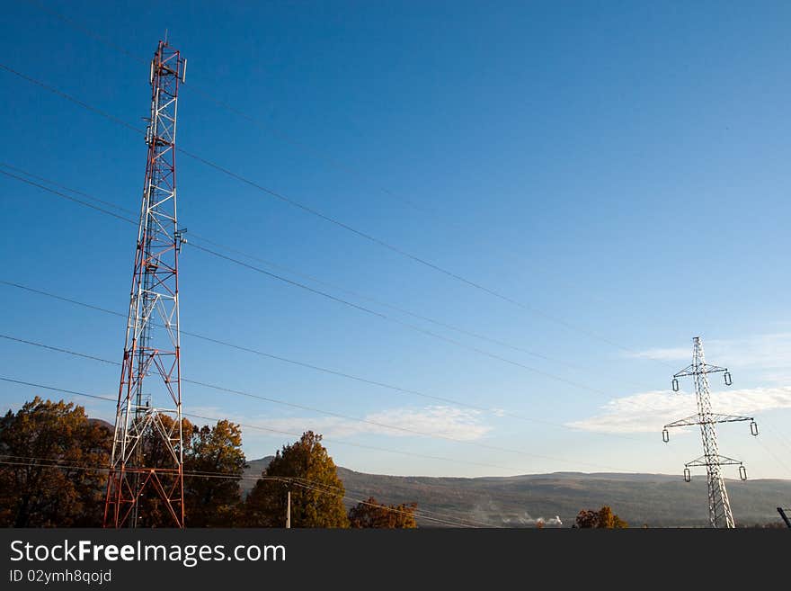 Comunication antenna against blue sky