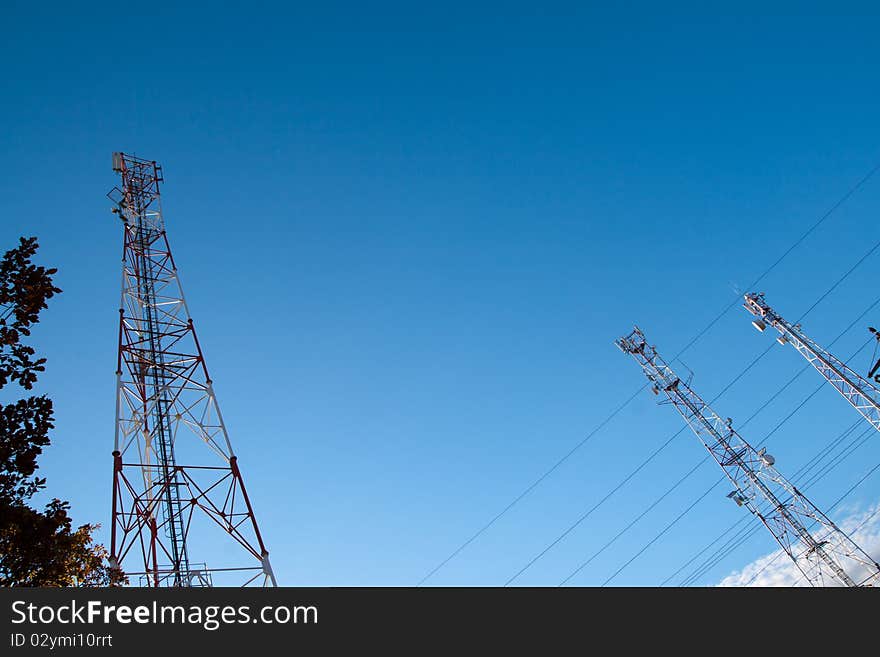 Comunication antenna against blue sky