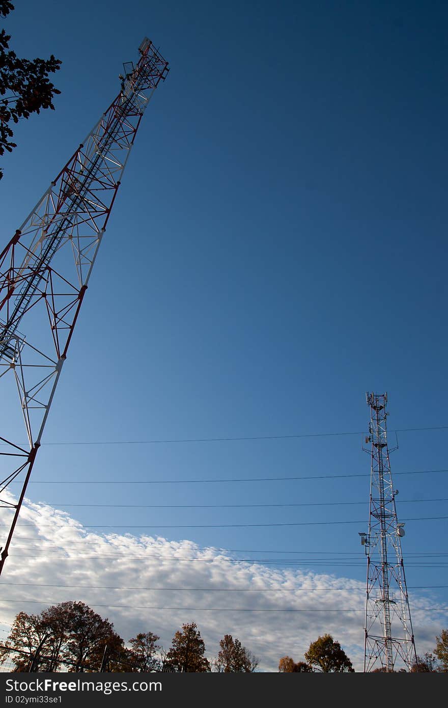 Comunication antenna against blue sky