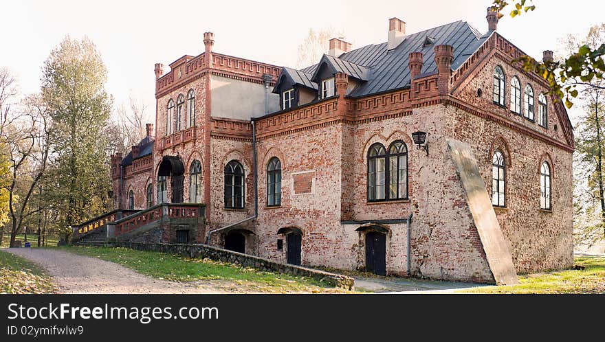 Historic architecture of the building on a bright sunny day