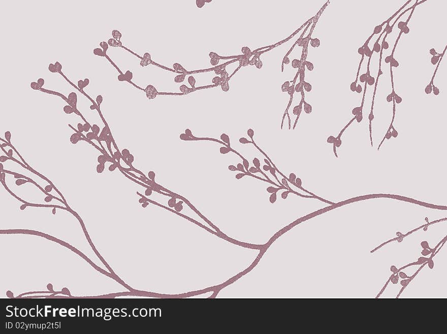 Dusty pink blossom graphic on pale pink background