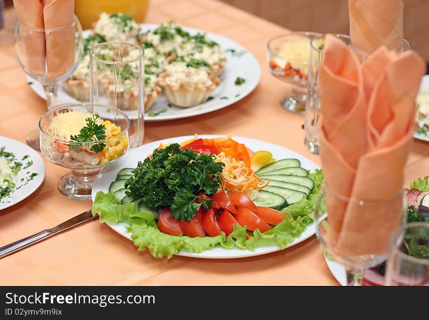 Table covered at restaurant