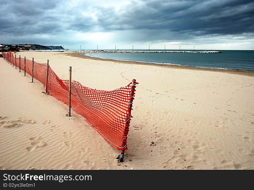 Sandy beach in Fall