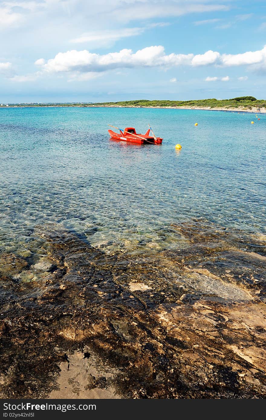 Red rowboat