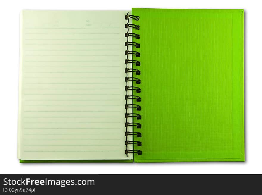 Isolated green notebook