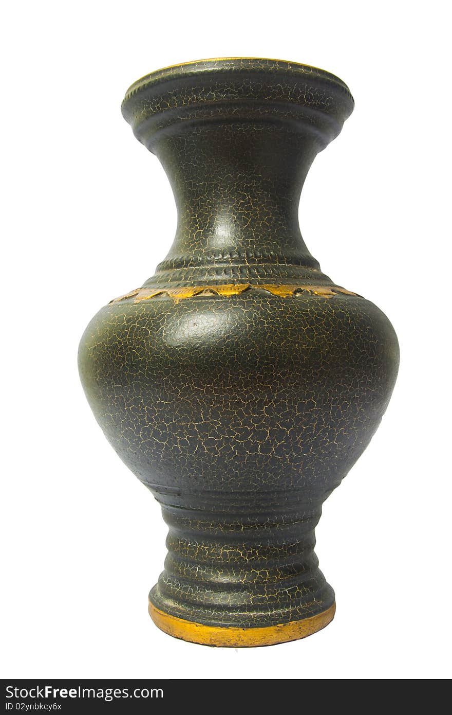 Antique vase in black with a small floating break. Antique vase in black with a small floating break.