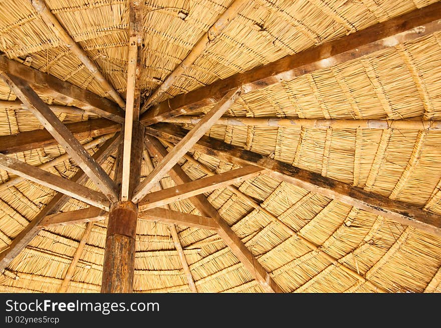 Close up of old wood umbrella