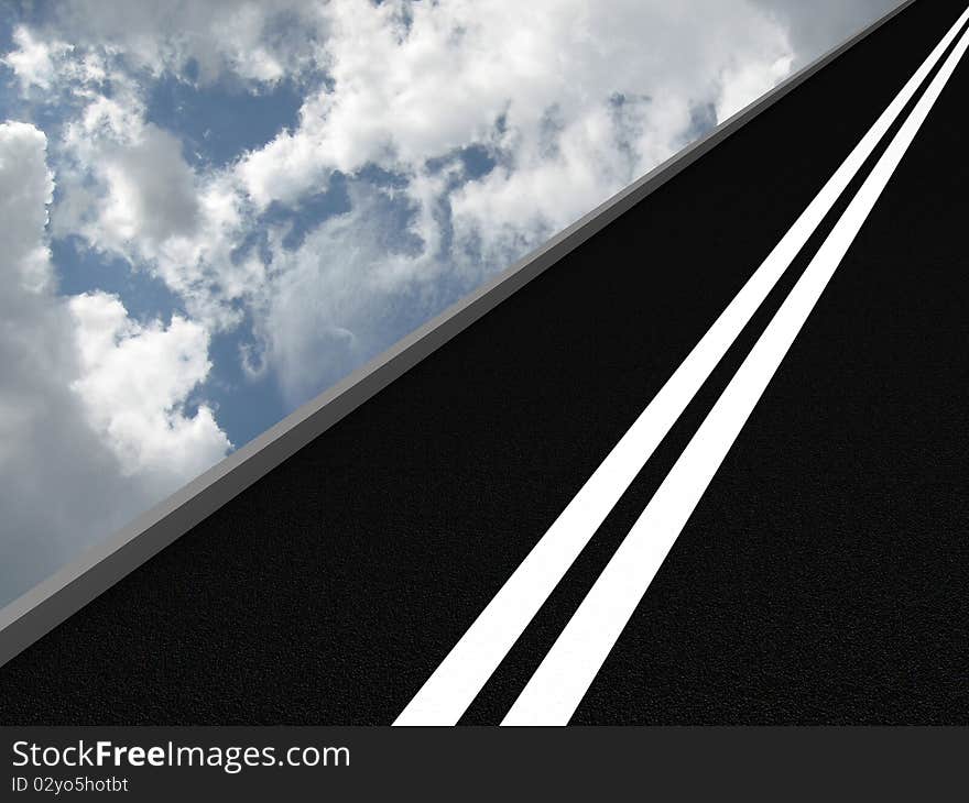 Road leading into the sky. 3D