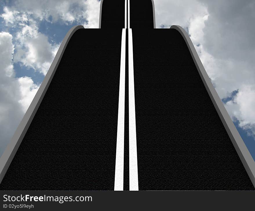 Road Leading Into The Sky. 3D