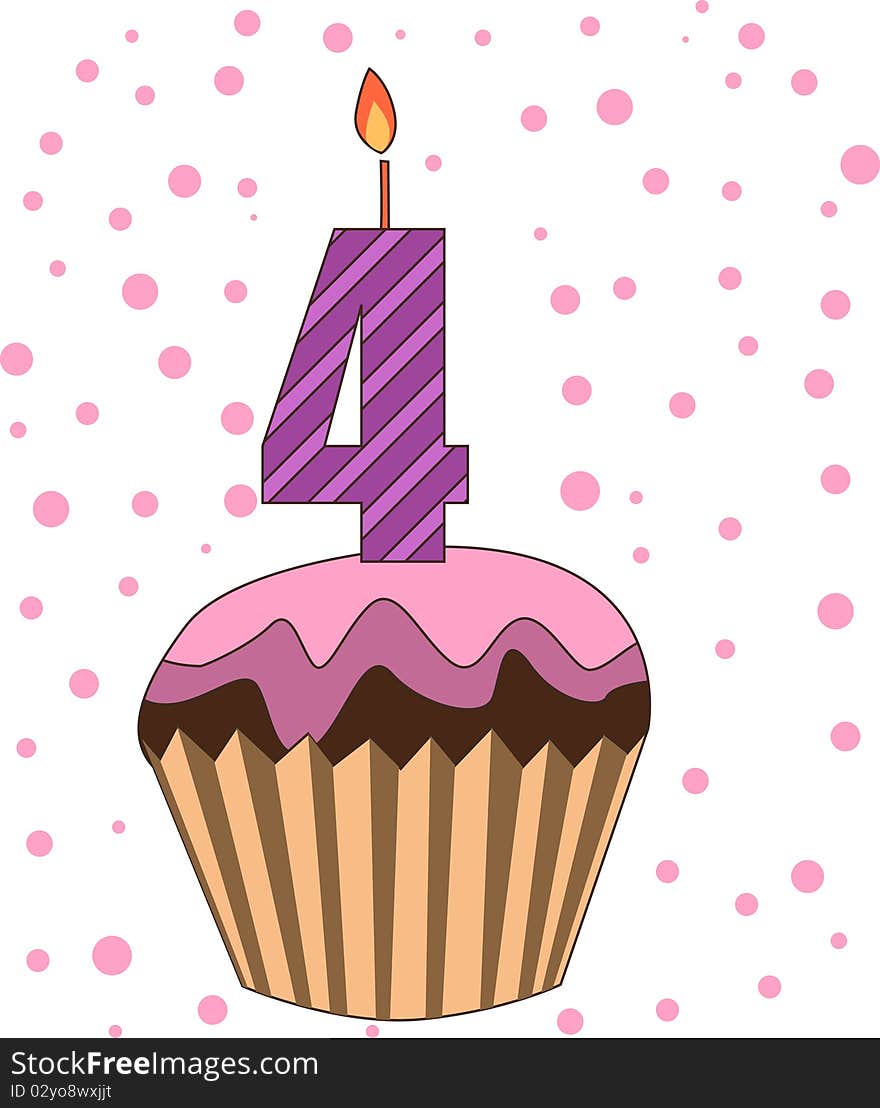 Cup cake with numeral candles-illustration