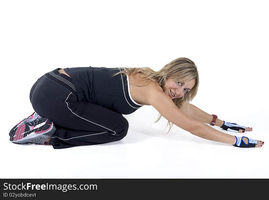 Smiling healthy woman working out. Smiling healthy woman working out