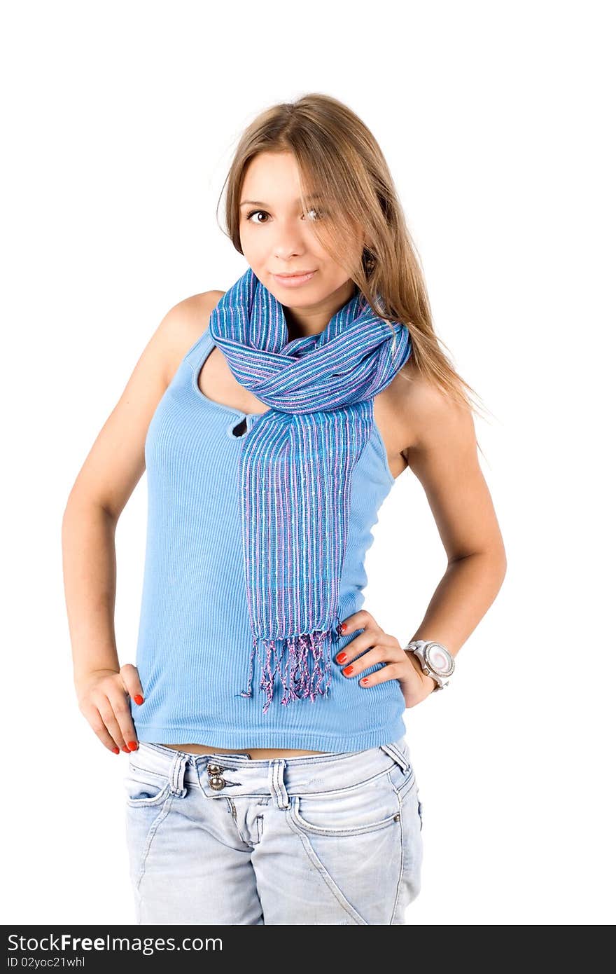 Pretty girl in colorful scarf