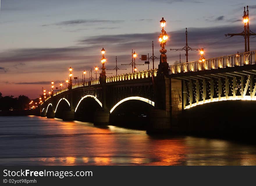 Urban landscape of St.-Petersburg at night. Urban landscape of St.-Petersburg at night