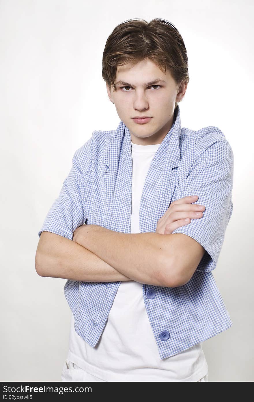 Male fashion model posing in suit jacket