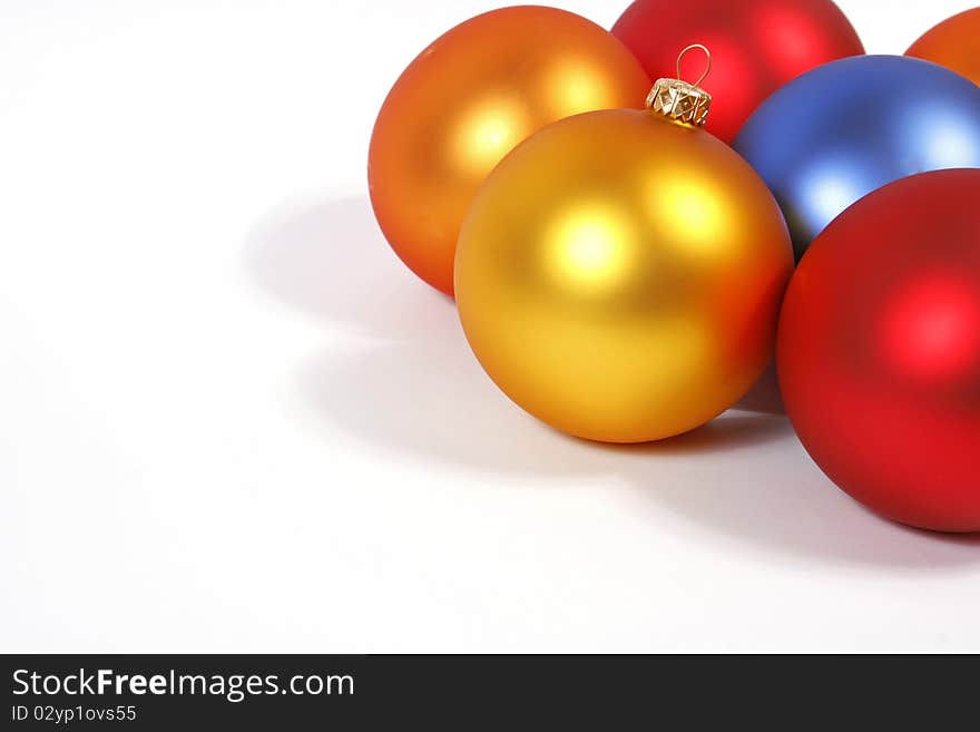 Colorful baubles on the white background. Colorful baubles on the white background