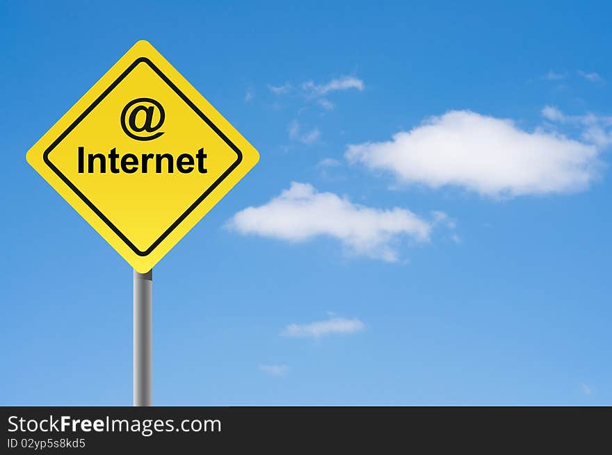 Sign internet on sky background. Sign internet on sky background.