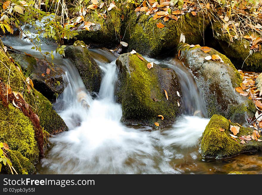 Falls on the small mountain river