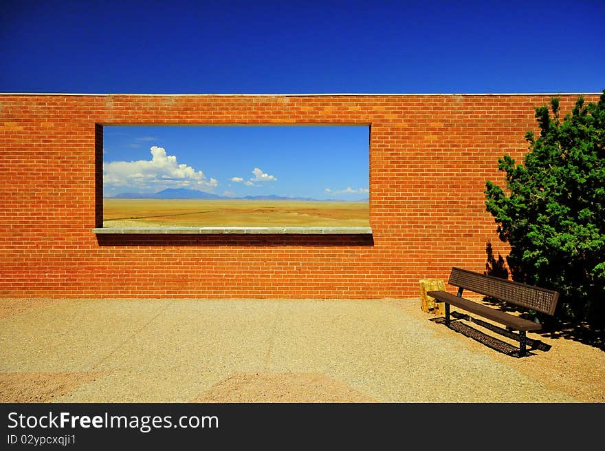 Window in a brick wall- Meteor Crater