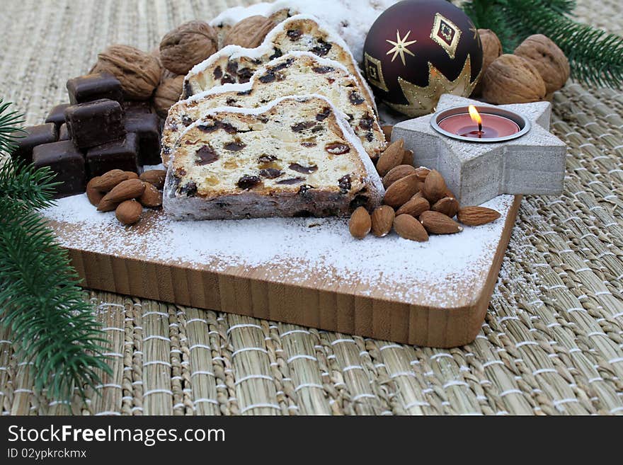 Stollen - traditional German Christmas bread. Stollen - traditional German Christmas bread