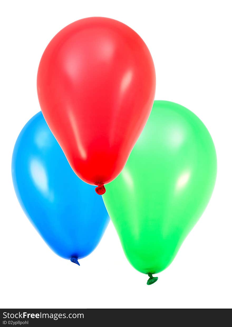 Balloons isolated against a white background