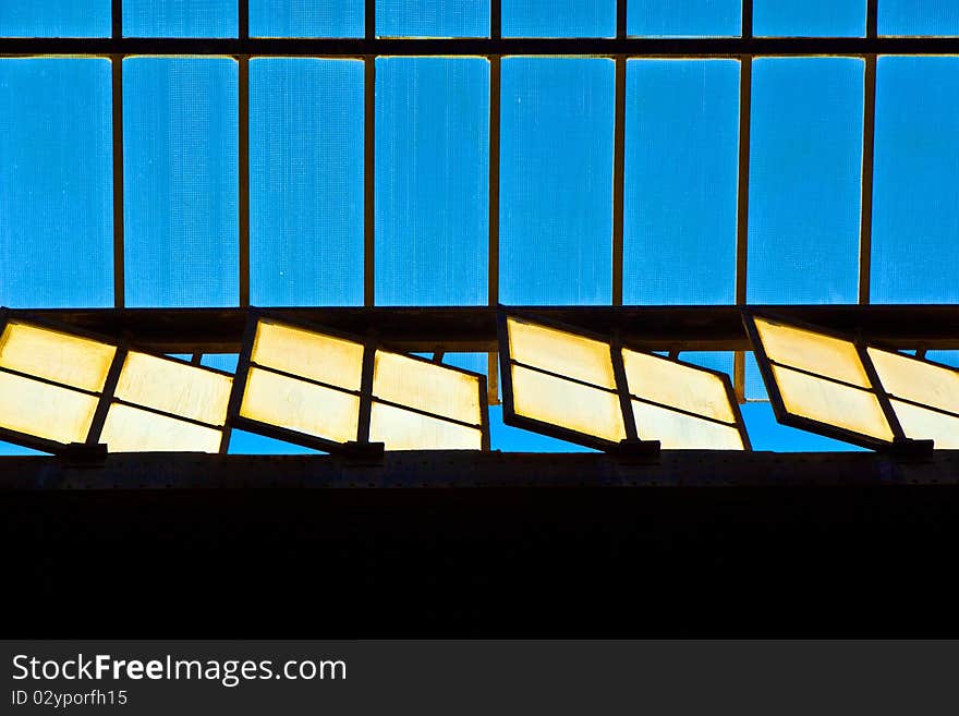 Catenary for train with blue sky. Catenary for train with blue sky