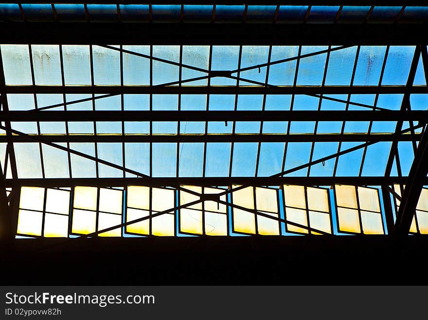 Catenary for train with blue sky. Catenary for train with blue sky