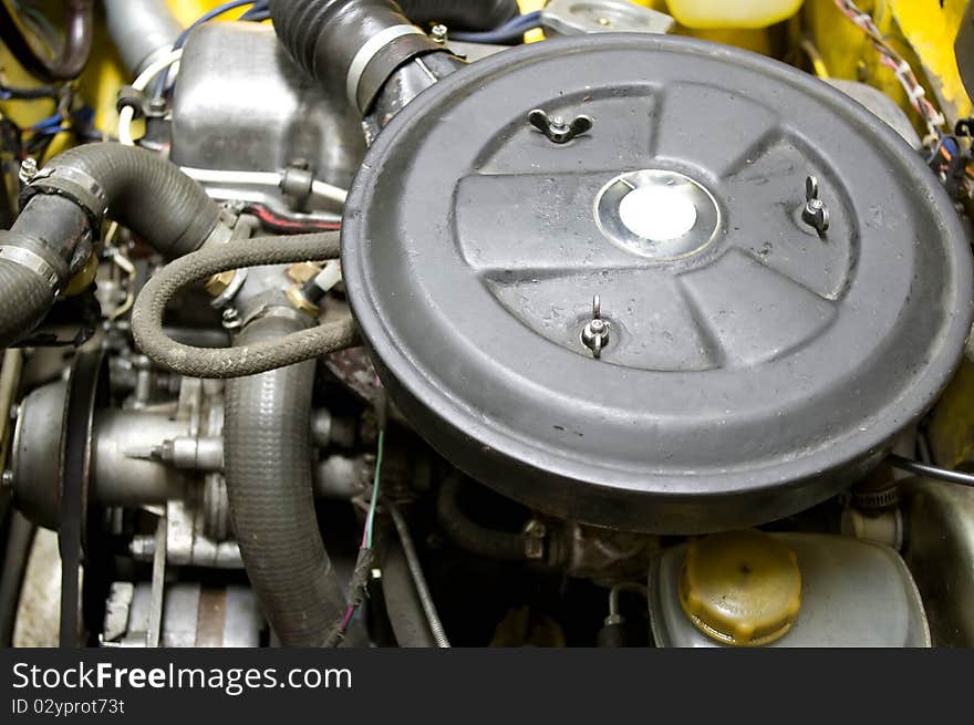 Car internal combustion engine close up. Car internal combustion engine close up