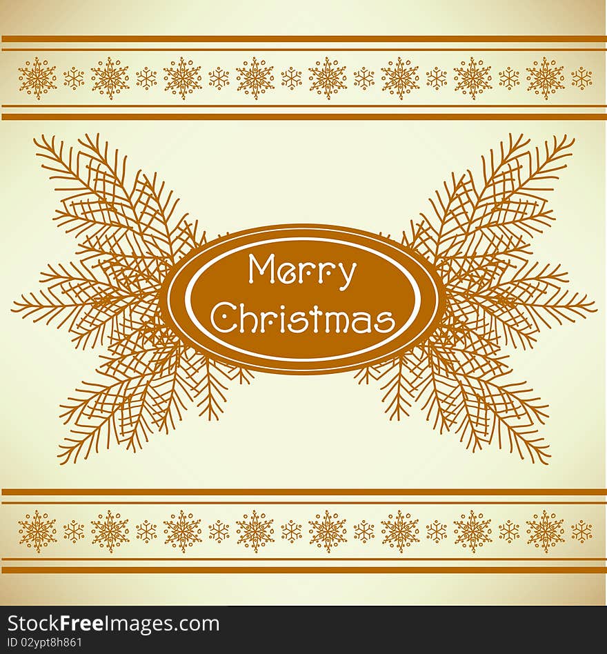 Marry christmas vintage greeting card with snowflakes