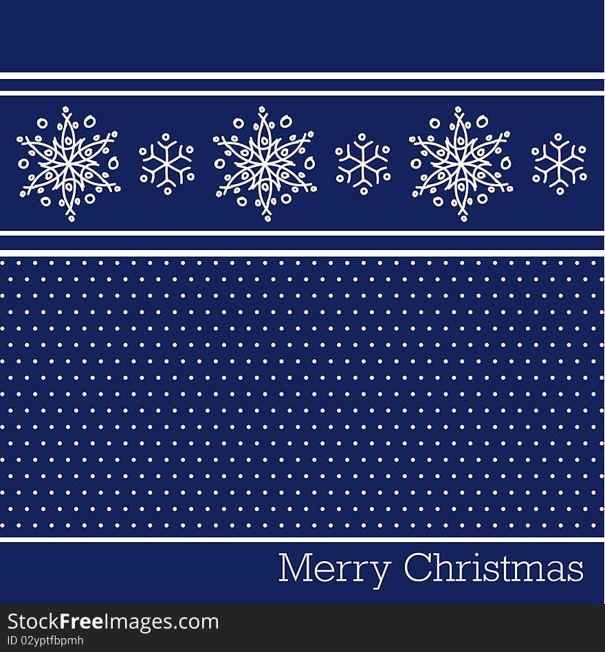 Blue merry christmas background with white snowflakes