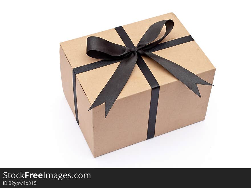 Box with black bow on white