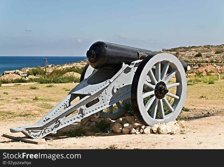 Old cannon in Rinella fort. Malta