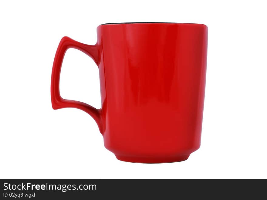 Empty red cup on a white background