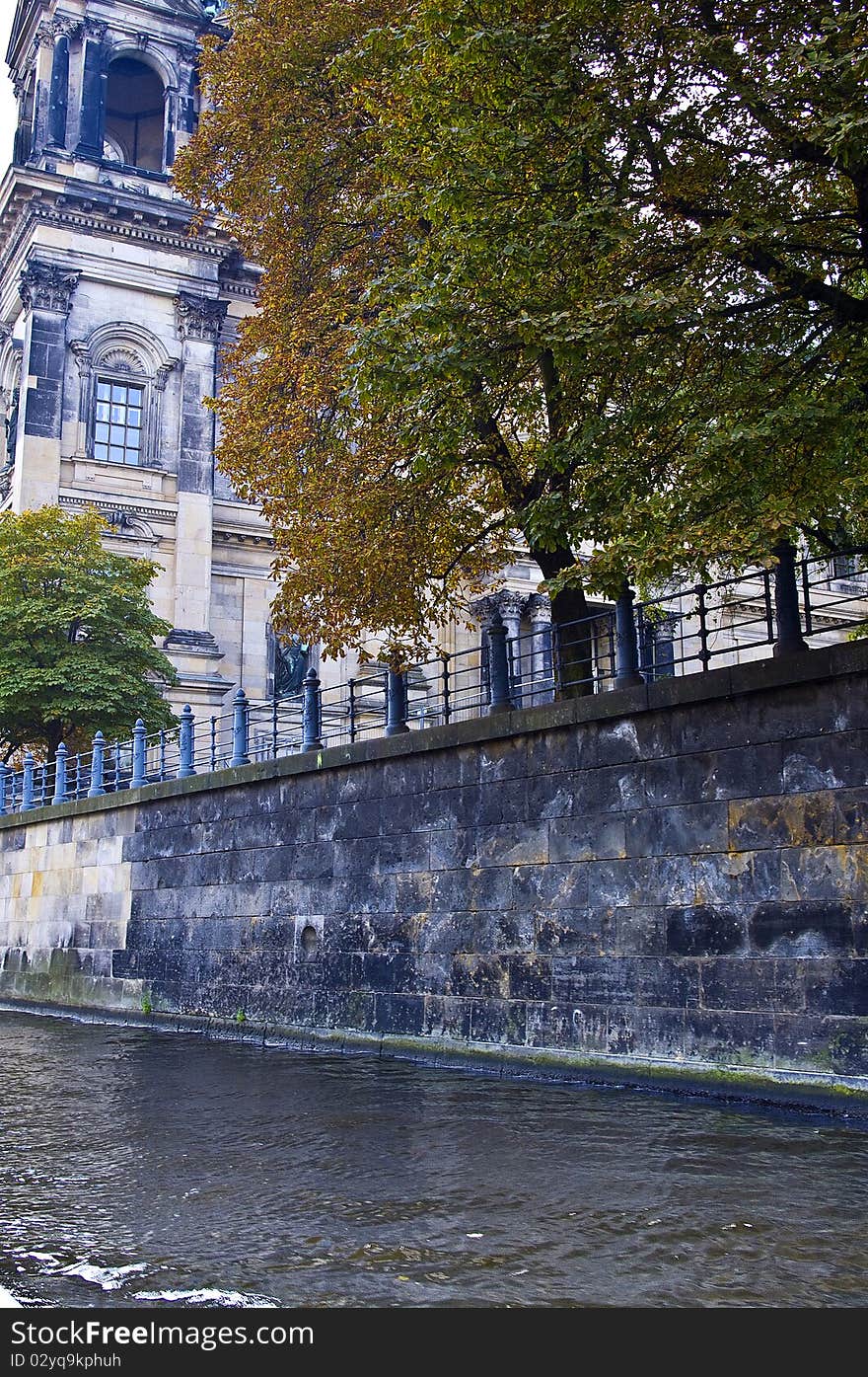 river Spree next to the building