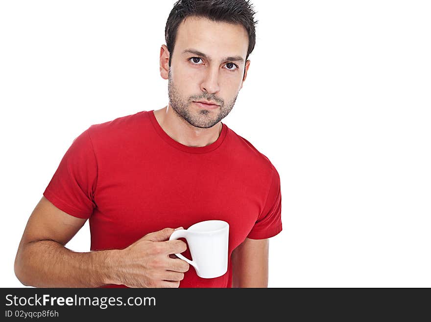 Bearded young man posing on white background. Bearded young man posing on white background