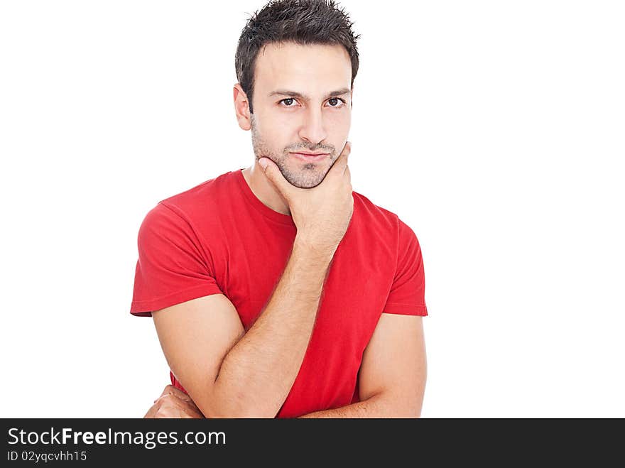 Bearded young man posing on white background. Bearded young man posing on white background