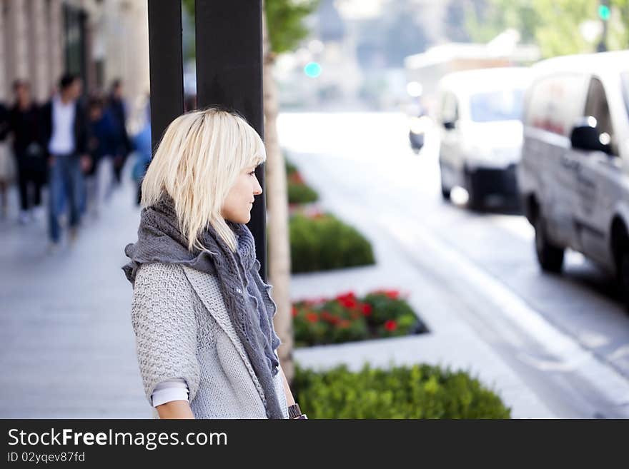 Young beautiful urban girl on the street. Young beautiful urban girl on the street