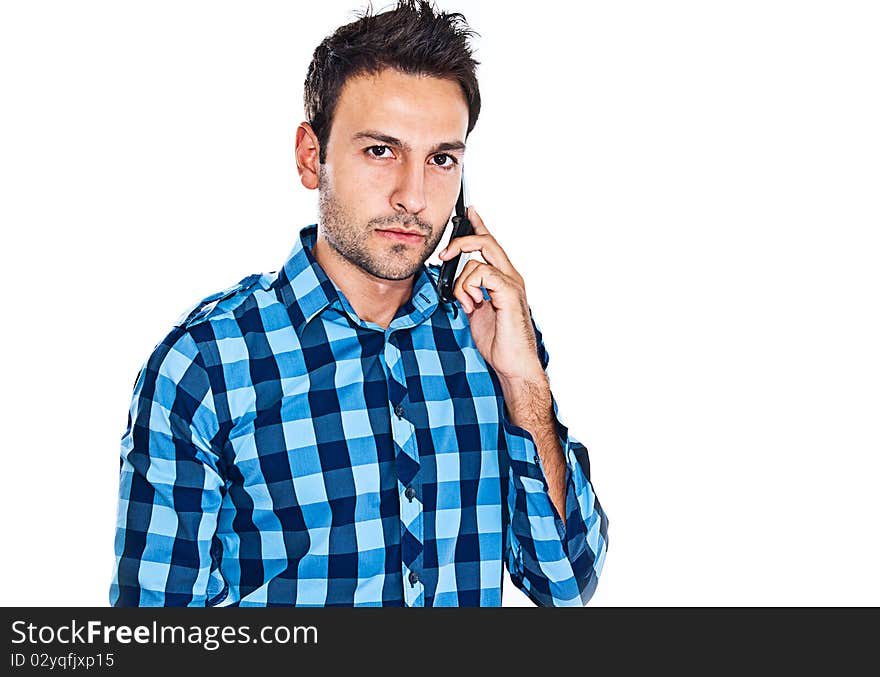 Bearded young man posing on white background. Bearded young man posing on white background