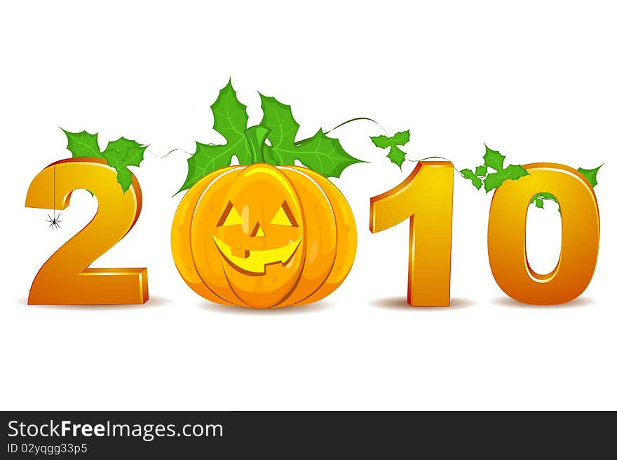 Illustration of 2010 halloween with 2010 text