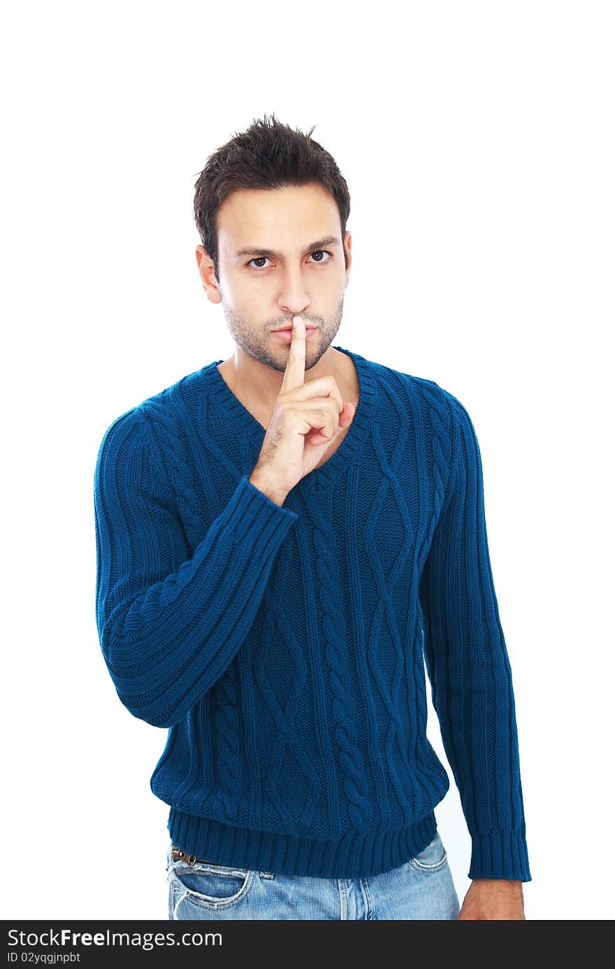 Bearded young man posing on white background. Bearded young man posing on white background